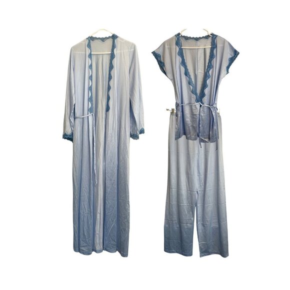 Henson Kickernick Sky Blue Vintage Nylon Robe and Lingerie Set - Size 38 - Picture 1 of 14